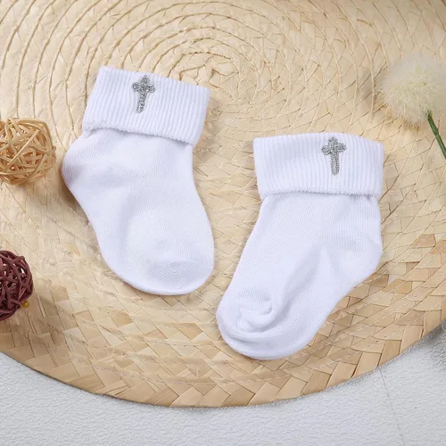 Miniatura 7 de Booulfi Conjunto de botines y calcetines para bebés recién nacidos para bautizo
