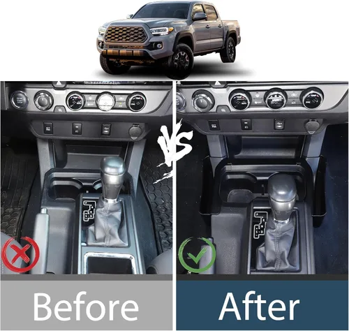 Miniatura 2 de Lcojicep Bandeja organizadora de palanca de cambios de consola central compatible con Toyota Tacoma 2016-2023, caja de almacenamiento lateral