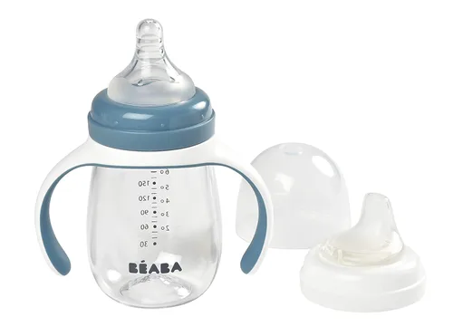 Miniatura 9 de BEABA - Vaso para beber 2 en 1 de transición para beber, antiderrames, incluye asas extraíbles, pezón de silicona para biberón y boquilla suave, 7