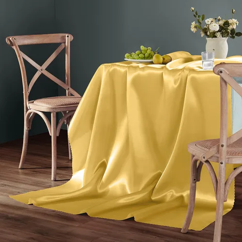 Miniatura 4 de Homiest 1 paquete de mantel de satén de 60 x 84 pulgadas, mantel dorado brillante, mantel rectangular sedoso, manteles de satén para boda