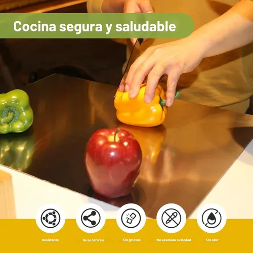 Miniatura 2 de Tablas de cortar de acero inoxidable para cocina, alfombrillas de corte para amasar, tabla de corte de metal para carne, frutas, verduras, pan