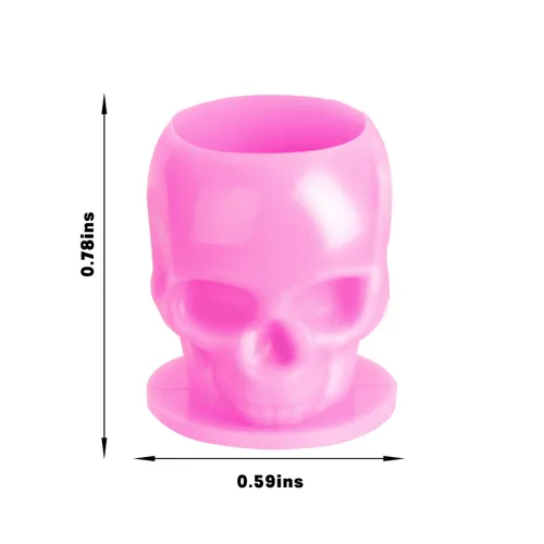Miniatura 8 de Tapas de tinta de tatuaje, vasos desechables de tinta de tatuaje de calavera, 200 unidades, tapas de tinta de plástico para tatuajes, maquillaje