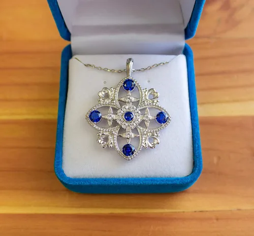 Miniatura 2 de Colgante de plata de ley con forma de cruz de piedra nat
