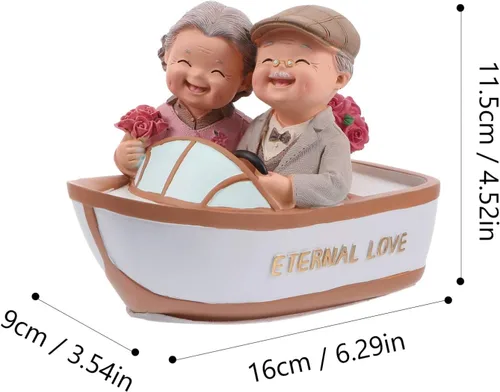Miniatura 6 de SEWACC Estatuas de pareja de ancianos amorosos, estatuas de resina en miniatura para el día de San Valentín para decoración del hogar, boda, yate
