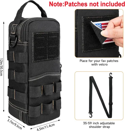 Miniatura 2 de Bolsas de herramientas pequeñas resistentes para hombres con mosquetón, bolsa táctica para herramientas, organizador de almacenamiento de Negro