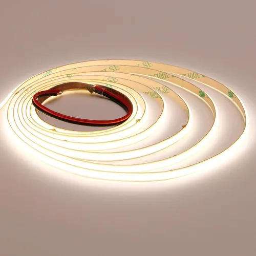 Miniatura 15 de TOPAI 12V delgada de 5 mm tira de luz LED COB azul estrecha de 16.4 pies luz uniforme brillante sin puntos 400LEDs/M adhesiva flexible para cortar