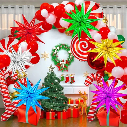 Miniatura 8 de 72 unidades de globos de estrella, grandes globos de cono de estrella metálicos de 26 pulgadas, globos de papel de aluminio de explosión colorida