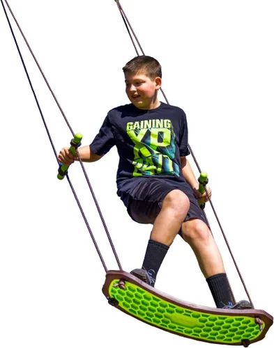 Miniatura 8 de Swurfer Kick Stand Up Surfing Tree Swing Outdoor Swings for Kids Up to 200 Lbs - Hang from Up to 10 Feet High - Includes 24" SwingBoard, UV Verde