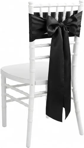 Bandas de satén para silla, lazos para silla, sillas con lazo para decoración de bodas, banquetes y fiestas (10, negro)