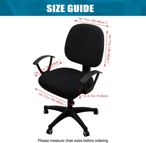 Miniatura 4 de Smiry Fundas elásticas para silla de computadora de oficina, universales, lavables, extraíbles y giratorias, fundas protectoras para asiento + Negro