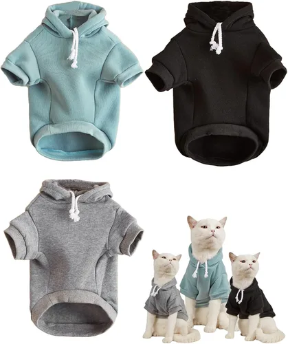 Miniatura 8 de QWINEE Sudadera Básica con Capucha para Perro Suéter para Cachorro Disfraces Cálidos para Gato Ropa para Mascotas para Chihuahua Cachorro Gatito