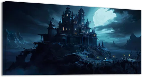 Miniatura 14 de YONICA Lienzo decorativo para pared de Halloween para sala de estar, decoración del hogar, calabaza de Halloween sobre lienzo de alta definición