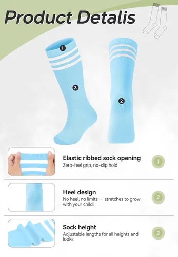 Miniatura 19 de Zando Calcetines de fútbol para niños, hasta la rodilla, para jóvenes, béisbol, fútbol, sóftbol, niños y niñas, de algodón suave sobre