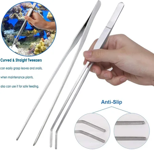 Miniatura 3 de Kit de herramientas de acuario 7 en 1, herramientas de acuario de acero inoxidable, pinzas y tijeras raspadoras para acuario, tanque de peces