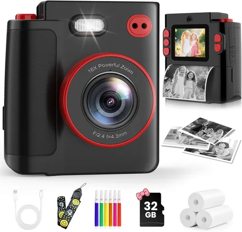 Miniatura 10 de Juguetes de cámara para niños de 3, 4, 5, 6, 7, 8, 9, 10 años, regalo de cumpleaños de Navidad con cámara digital HD 1080P, tarjeta SD de 32 GB, Rosa