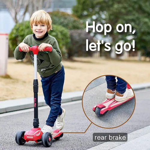 Miniatura 3 de LOL-FUN Scooter para niños de 3 a 12 años de edad con luces LED de 3 ruedas, extra ancho plegable para niños de 3 a 5 años con 4 alturas ajustables