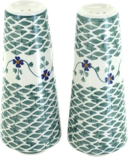 Miniatura 2 de Blue Rose Polish Pottery - Salero y pimentero pequeños con puntos azules - 15 cm de alto - Juego de condimentos de cerámica pintado a mano