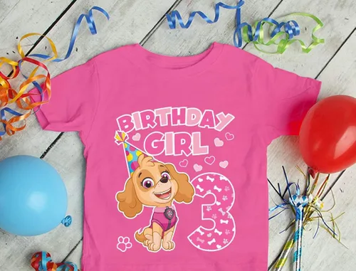Miniatura 4 de Camiseta de cumpleaños para niña de Paw Patrol Skye de tercer cumpleaños para niños pequeños