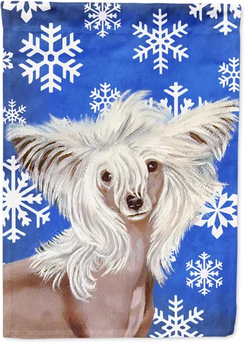 Miniatura 200 de Caroline's Treasures SC9374GF Bulldog English Snow flakes Holiday Garden Flag Buzón Bandera decorativa para patio exterior, patio, obras de arte