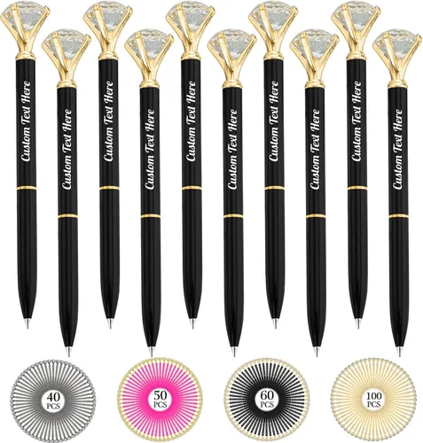 Miniatura 8 de Aolun 10 bolígrafos de diamantes con cristal personalizados a granel, bolígrafo de metal personalizado con nombre grabado, regalos de texto