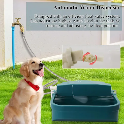 Miniatura 2 de Dispensador automático de agua para perros grandes, cuenco de agua potable para animales de 8 litros con válvula de flotador y orificio de drenaje