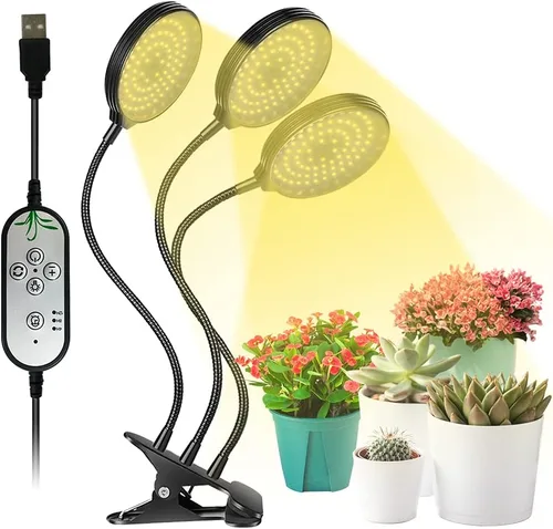 Miniatura 10 de Luces de cultivo para plantas de interior, luces LED de espectro completo de 15 W con temporizador de encendido/apagado automático de 3/9/12 horas