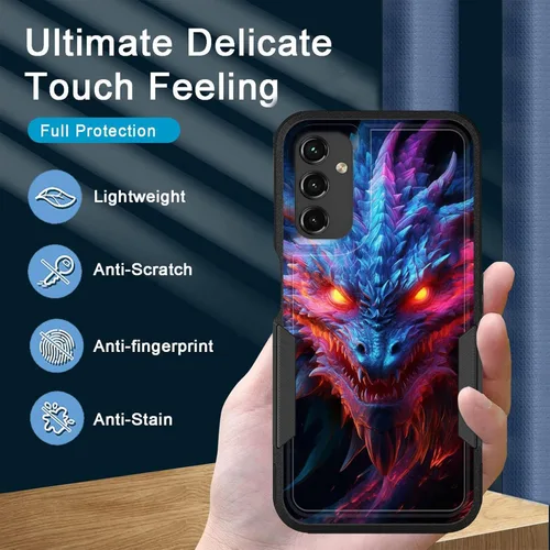 Miniatura 7 de Funda para Galaxy A14 5G, resistente de doble capa híbrida de policarbonato duro, goma suave, a prueba de golpes, funda protectora resistente
