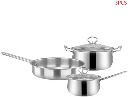 Miniatura 6 de Juego de utensilios de cocina de acero inoxidable, juego de olla de leche, cocina de inducción, cacerola de cocina para el hogar, sartén de fondo