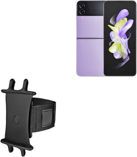 BoxWave Funda compatible con Samsung Galaxy Z Flip 4 - Brazalete deportivo ActiveStretch ajustable, para entrenamiento y correr, color negro azabache