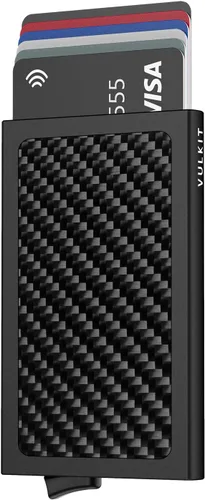 VULKIT Billetera desplegable, delgada, minimalista, tarjetero para tarjetas de crédito, para hombres y mujeres, con bloqueo RFID, mini funda de
