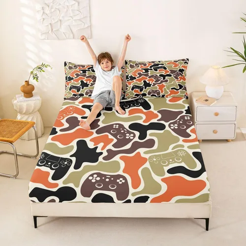 Miniatura 44 de Erosebridal Camouflage Sheets for Boys Girls Game Console Fitted Sheet,3D Gamer Controller Kids Bedding Sets Army Camo Bed Sets Twin 2 Piece