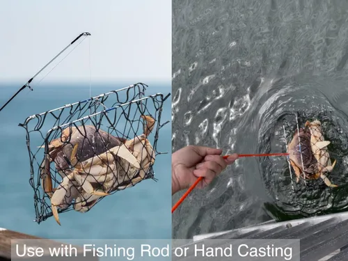 Miniatura 3 de AirFly Foldable Castable Crab Trap - Crab Hawk & Crab Jaw Star Trap with Bait Clip - Portable Fishing Rod Crab Pot for Blue Crabs & Dungeness