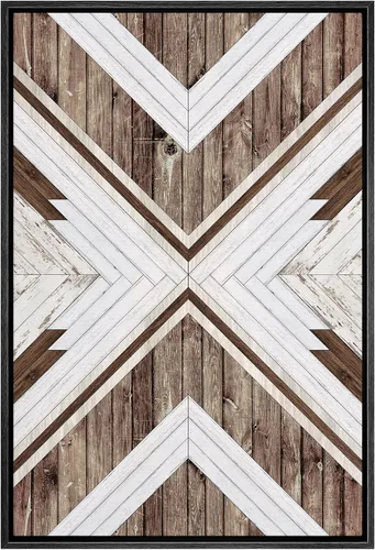 Miniatura 41 de IDEA4WALL Lienzo enmarcado para pared, decoración occidental, collage de polígonos de diamantes, paneles geométricos abstractos de madera, arte