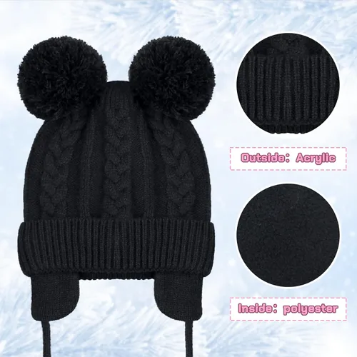 Miniatura 32 de Duoyeree Gorro de invierno para niños pequeños con solapa para las orejas, bufanda gruesa y cálida gorra de calavera para niños y niñas