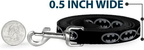 Miniatura 4 de Buckle-Down Correa para perro Batman Shield Negro Plata 4 pies de largo 1.0 pulgadas de ancho, multicolor (DL-WBM002)