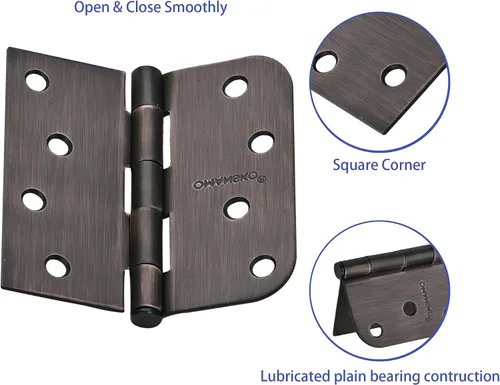 Miniatura 3 de Bisagras de puerta de 4 x 4 pulgadas para madera, paquete de 18 bisagras de puerta de bronce aceitado para puertas interiores, bisagras resistentes