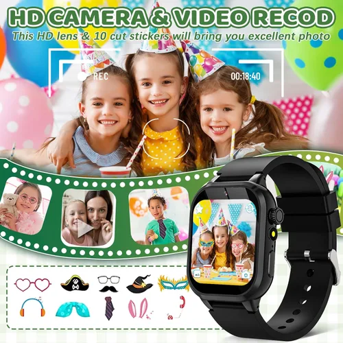 Miniatura 4 de OVV Reloj inteligente de juegos para niños, pantalla táctil HD de 1.54 pulgadas, más de 30 juegos educativos, cámara, podómetro, alarma, reproductor