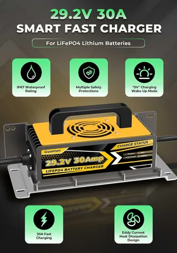 Miniatura 2 de Cargador de batería de litio LiFePO4 de 29.2V 30A diseñado para batería LiFePO4 de 24V, con múltiples protecciones de seguridad, admite función