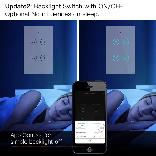 Miniatura 6 de MOES Smart WiFi RF Interruptor Táctil Doble de 2 Vías para Persianas de Cortina con Motor Eléctrico de Persiana Enrollable, Aplicación Tuya Smart