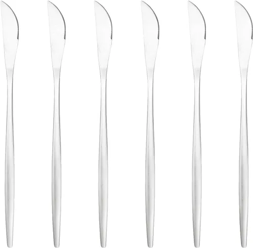 Miniatura 26 de Juego de 6 tenedores de postre de acero inoxidable de 3 dientes, juego de tenedores para frutas y tartas, 5.31 pulgadas, color plateado