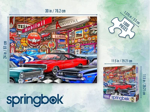 Miniatura 5 de Springbok Muscle Car Museum - Rompecabezas de 1000 piezas para adultos, autos clásicos, piezas de corte único, fabricado en Estados Unidos Museo