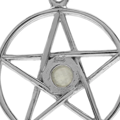 Miniatura 4 de Silvershake Colgante o colgante Wiccan de plata de ley 925 chapada en oro amarillo de 0.197 in con forma redonda de pentagrama de estrella