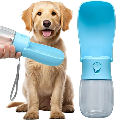 Miniatura 13 de Botella de agua para perros, cuenco de agua de viaje para cachorros, dispensador de agua portátil a prueba de fugas para cachorros, botella de agua