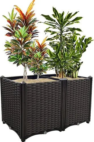 Miniatura 8 de Macetas elevadas de plástico para cama de jardín elevada con patas para plantas al aire libre, kits de caja con agujeros de drenaje para patio