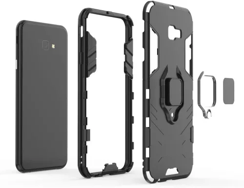 Miniatura 6 de Compatible con Galaxy J4+ (2018), soporte de anillo de metal, a prueba de golpes, parachoques duro (funciona con soporte magnético para automóvil)