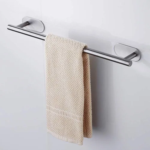 Toallero autoadhesivo de 20 pulgadas para montar en la pared, acero inoxidable, pulido, para baño, cocina, sin taladro, mate, moderno, decoración,