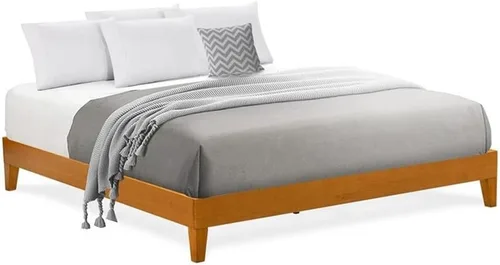 Miniatura 14 de East West Furniture NVP-22-F Marco de cama de tamaño matrimonial con 4 patas de madera dura y 2 patas centrales adicionales, acabado de nogal
