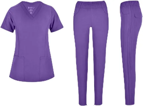 Miniatura 23 de Conjunto de 7 bolsillos Tali & Maya de enfermería para mujer, conjunto de uniforme médico diario para mujer, 3 bolsillos, parte superior, 4