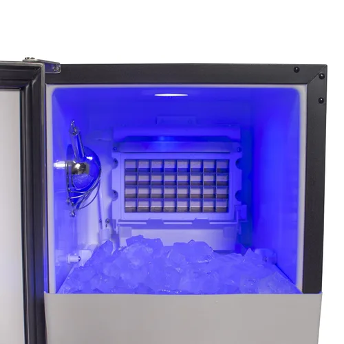 Miniatura 4 de Maxx Ice MIM50P - Máquina fabricadora de cubitos de hielo transparente premium de 65 libras con bomba de drenaje, LED azul e integrada bajo encimera