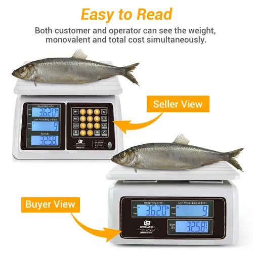 Miniatura 4 de Báscula comercial impermeable para alimentos de 66 libras con cálculo de precios, báscula digital recargable para carne, mariscos, productos